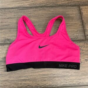 Nike Pro Women's Bright Pink and Black Sports Bra